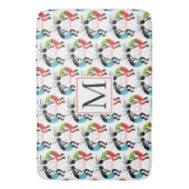 Farbenfrohe Kokopelli-Herzmuster und Monogramm Badematte (Vorderseite Vertikal)