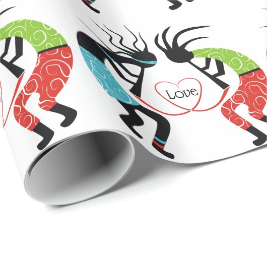 Farbenfrohe Kokopelli-Liebe Geschenkpapier (Rolleneckpunkt)