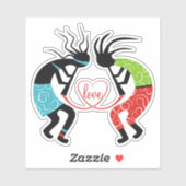 Farbenfrohe Kokopelli Liebe Herz Aufkleber (Blatt)