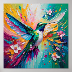 Farbenfrohe Kolibri-Explosion Poster