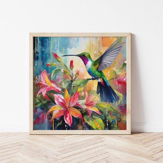 Farbenfrohe Kolibri-Moderne-Kunst Poster