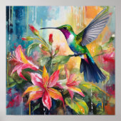 Farbenfrohe Kolibri-Moderne-Kunst Poster (Vorne)