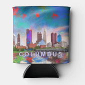 Farbenfrohe Kolumbus Skyline Abstrakte Kunst Dosenkühler (Vorderseite)