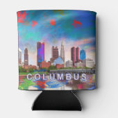 Farbenfrohe Kolumbus Skyline Abstrakte Kunst Dosenkühler (Rückseite)