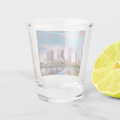 Farbenfrohe Kolumbus Skyline Abstrakte Kunst Schnapsglas (Rückseite)