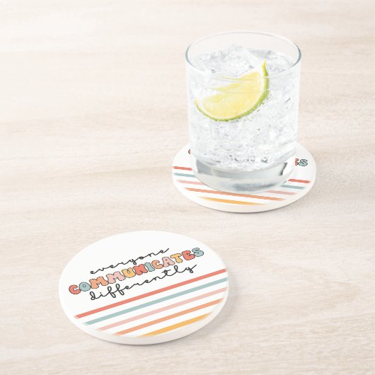 Farbenfrohe Kommunikation Getränkeuntersetzer (Seite)