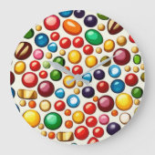 Farbenfrohe Konditorei: Artwork der Rundkandies Große Wanduhr (Vorderseite)
