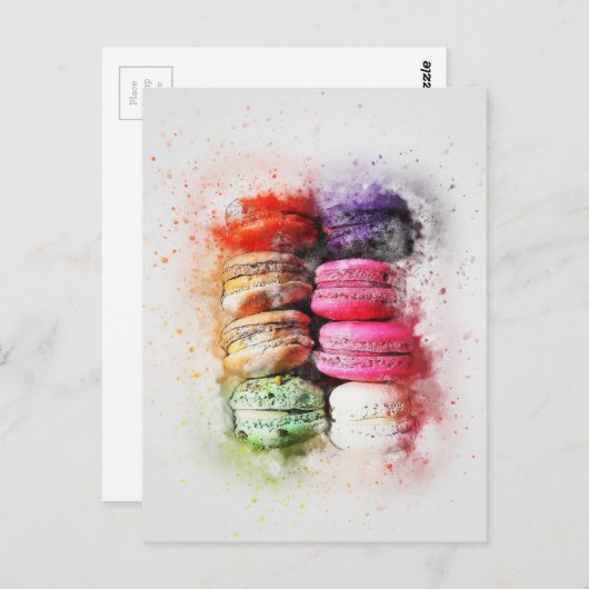 Farbenfrohe Konditorkuchen Macaroon Abstrakt Postkarte (Vorne/Hinten)