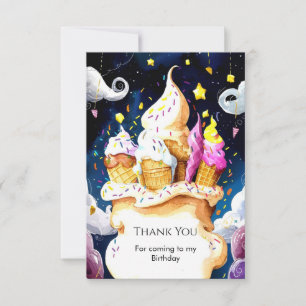 Farbenfrohe Kone Ice Creme Geburtstag Dankeskarte