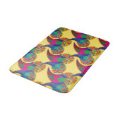 Farbenfrohe Konfetti abstrakt Paisley Rainbow Trop Badematte (Schrägansicht)