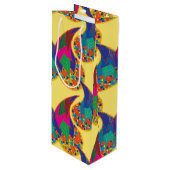 Farbenfrohe Konfetti abstrakt Paisley Rainbow Trop Geschenktüte Für Weinflaschen (Vorderseite Schrägansicht)