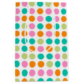 Farbenfrohe Konfetti Polka Punkte Retro 60er Art Mittlere Geschenktüte (Vorderseite)
