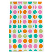 Farbenfrohe Konfetti Polka Punkte Retro 60er Art Mittlere Geschenktüte (Rückseite)