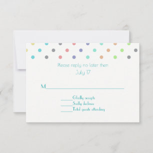Farbenfrohe Konfetti-Punkt-Hochzeit-RSVP-Karte RSVP Karte
