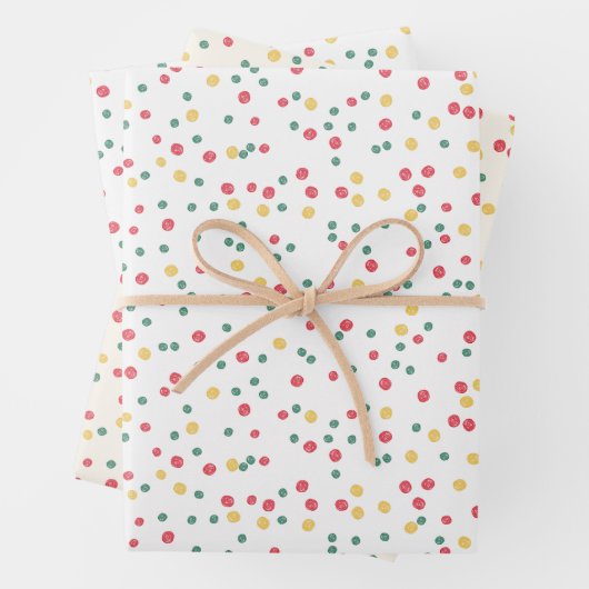 Farbenfrohe Konfetti-Punkte Geschenkpapier Set (Beispiel)