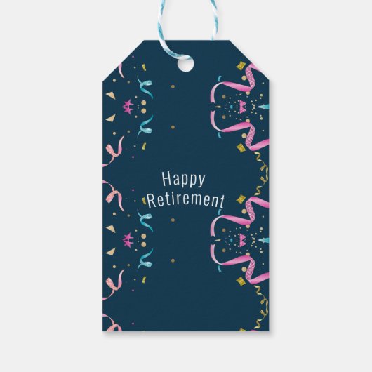 Farbenfrohe Konfetti-Rente Geschenkanhänger (Rückseite)