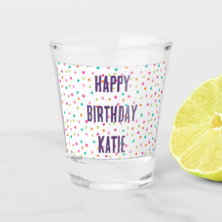 Farbenfrohe Konfetti-Sprinklen polka dot rainbow c Schnapsglas