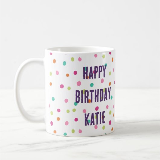 Farbenfrohe Konfetti-Sprinklen polka dot rainbow Kaffeetasse (Links)