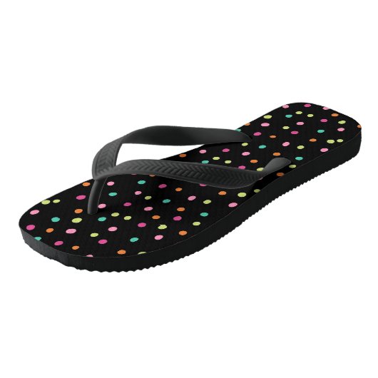 Farbenfrohe Konfetti-Sprinklen polka dot rainbow P Badesandalen (Schrägansicht)