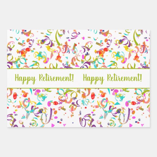 Farbenfrohe Konfetti Streamer Gold Custom Geschenkpapier Set (Vorderseite 2)