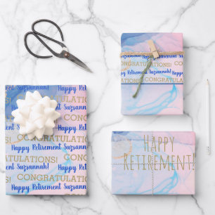 Farbenfrohe Konfetti Streamer Gold Custom Geschenkpapier Set