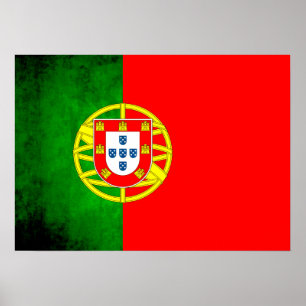 Farbenfrohe Kontrast Portugiesische Flagge Poster