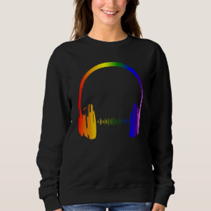 Farbenfrohe Kopfhörer Regenbogen Party Techno Radi Sweatshirt