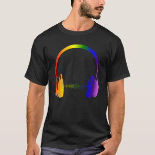Farbenfrohe Kopfhörer Regenbogen Party Techno Radi T-Shirt