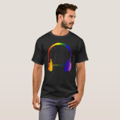 Farbenfrohe Kopfhörer Regenbogen Party Techno Radi T-Shirt (Vorne ganz)