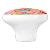 Farbenfrohe Koralle Orange Quilt Patchwork Block K Keramikknauf (Seitenansicht)