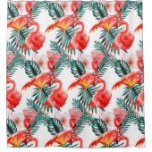 Farbenfrohe Koralle Rosa Flamingo tropisches Muste Duschvorhang (Vorderseite)