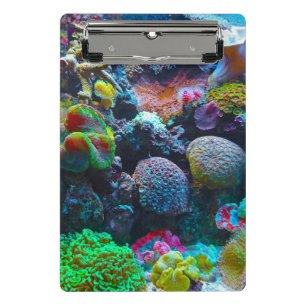 Farbenfrohe Koralle unter dem Meer Mini Klemmbrett
