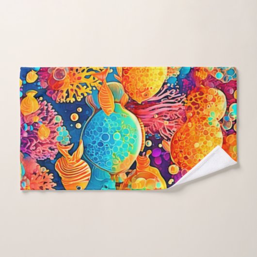 Farbenfrohe Korallenriff Artwork Badhandtuch Set (Handtuch)