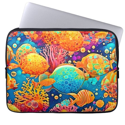 Farbenfrohe Korallenriff Artwork Laptopschutzhülle (Vorderseite)