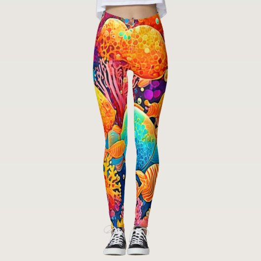 Farbenfrohe Korallenriff Artwork Leggings (Vorderseite)