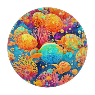 Farbenfrohe Korallenriff Artwork Schneidebrett