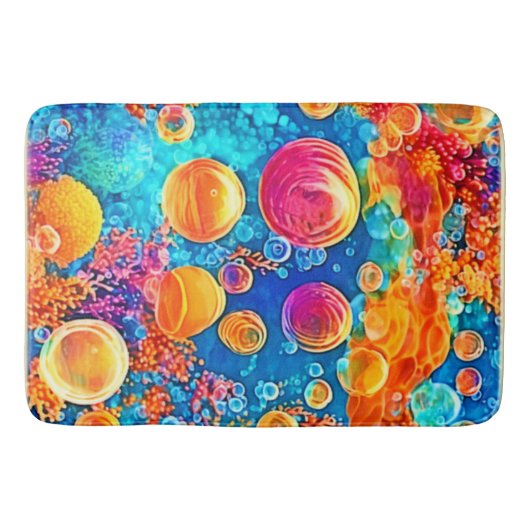 Farbenfrohe Korallenriff-Blasen Badematte (Vorderseite)
