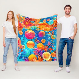 Farbenfrohe Korallenriff-Blasen Fleecedecke