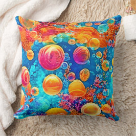 Farbenfrohe Korallenriff-Blasen Kissen