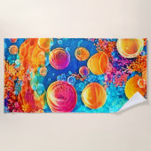 Farbenfrohe Korallenriff-Blasen Strandtuch (Vorderseite)