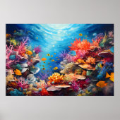 Farbenfrohe Korallenriff Digitale Ölgemälde Poster (Vorne)