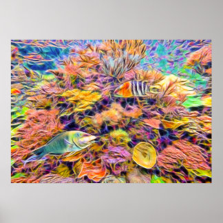 Farbenfrohe Korallenriffe Druck Poster