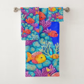 Farbenfrohe Korallenriffe, nahtloses Muster Badhandtuch Set (Insitu)