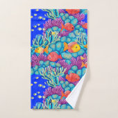 Farbenfrohe Korallenriffe, nahtloses Muster Badhandtuch Set (Handtuch)