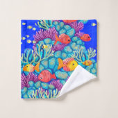 Farbenfrohe Korallenriffe, nahtloses Muster Badhandtuch Set (Waschlappen)