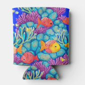 Farbenfrohe Korallenriffe, nahtloses Muster Dosenkühler (Rückseite)