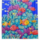 Farbenfrohe Korallenriffe, nahtloses Muster Duschvorhang (Vorderseite)