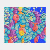 Farbenfrohe Korallenriffe, nahtloses Muster Fleecedecke (Vorderseite (Horizontal))