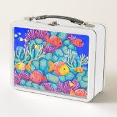 Farbenfrohe Korallenriffe, nahtloses Muster Metall Brotdose (Vorderseite)