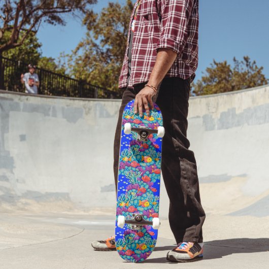Farbenfrohe Korallenriffe, nahtloses Muster Skateboard (Außenbereich 2)
